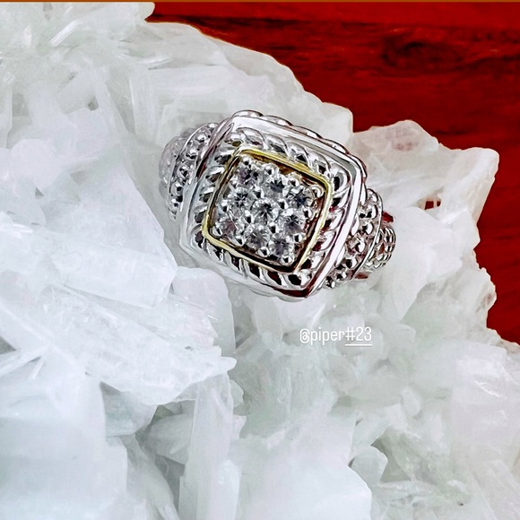 EUC Judith Ripka JR TWO Fontaine Diamond Signet Ring 7 - Picture 6 of 7